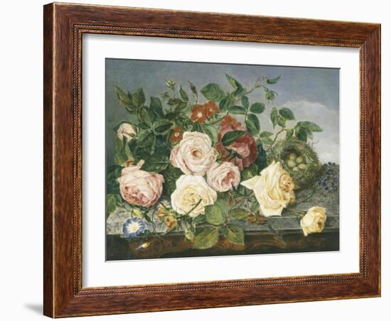 Still Life of Roses and Morning Glory-Eloise Harriet Stannard-Framed Giclee Print