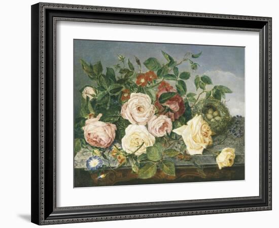 Still Life of Roses and Morning Glory-Eloise Harriet Stannard-Framed Giclee Print