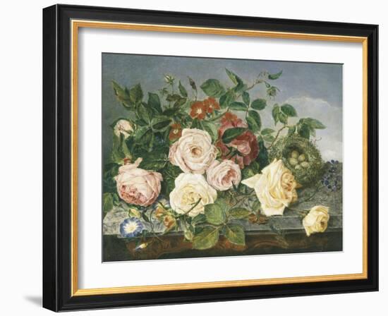 Still Life of Roses and Morning Glory-Eloise Harriet Stannard-Framed Giclee Print