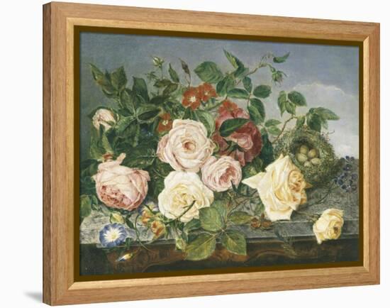 Still Life of Roses and Morning Glory-Eloise Harriet Stannard-Framed Premier Image Canvas