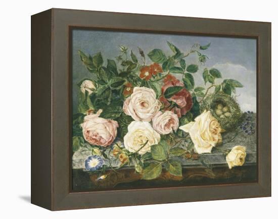 Still Life of Roses and Morning Glory-Eloise Harriet Stannard-Framed Premier Image Canvas