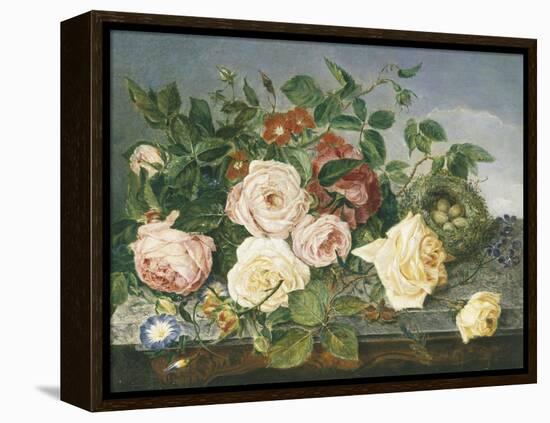 Still Life of Roses and Morning Glory-Eloise Harriet Stannard-Framed Premier Image Canvas