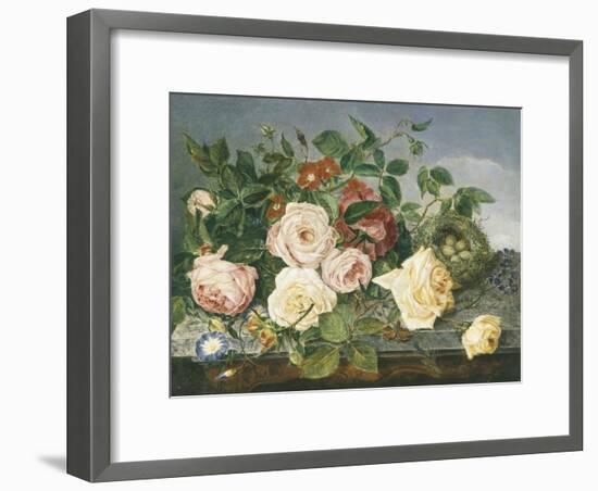 Still Life of Roses and Morning Glory-Eloise Harriet Stannard-Framed Premium Giclee Print