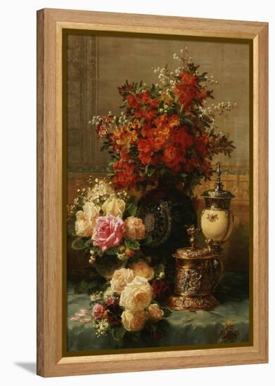 Still Life of Roses and Other Flowers-Jean Baptiste Claude Robie-Framed Premier Image Canvas