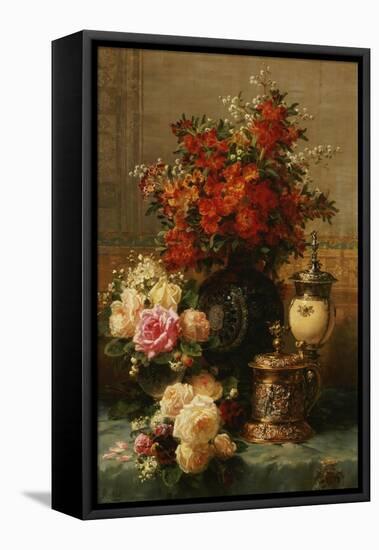 Still Life of Roses and Other Flowers-Jean Baptiste Claude Robie-Framed Premier Image Canvas
