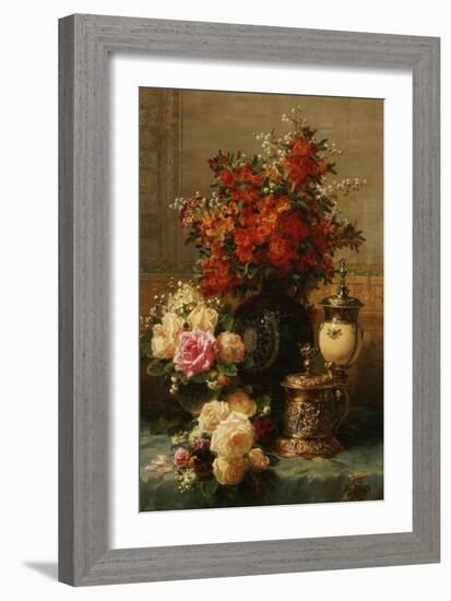 Still Life of Roses and Other Flowers-Jean Baptiste Claude Robie-Framed Giclee Print