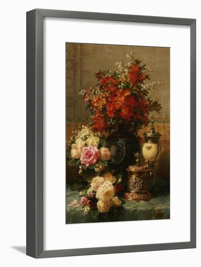 Still Life of Roses and Other Flowers-Jean Baptiste Claude Robie-Framed Giclee Print