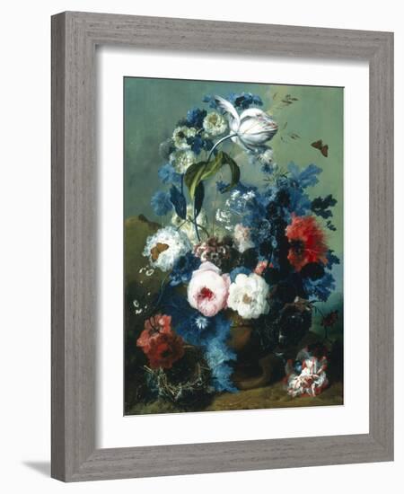 Still Life of Roses and Poppies-Johann Drechsler-Framed Giclee Print