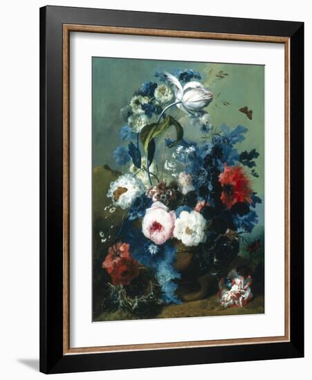 Still Life of Roses and Poppies-Johann Drechsler-Framed Giclee Print