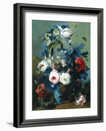 Still Life of Roses and Poppies-Johann Drechsler-Framed Giclee Print