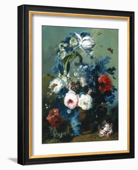 Still Life of Roses and Poppies-Johann Drechsler-Framed Giclee Print