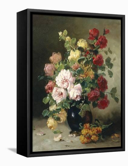 Still Life of Roses and Wallflowers-Eugene Henri Cauchois-Framed Premier Image Canvas