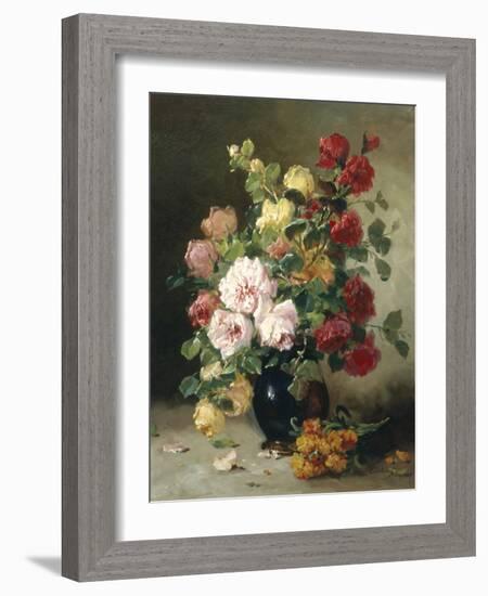 Still Life of Roses and Wallflowers-Eugene Henri Cauchois-Framed Giclee Print