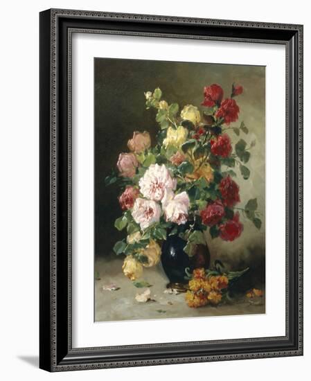 Still Life of Roses and Wallflowers-Eugene Henri Cauchois-Framed Giclee Print