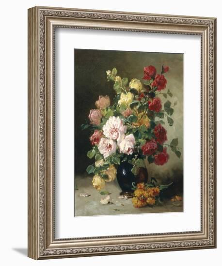 Still Life of Roses and Wallflowers-Eugene Henri Cauchois-Framed Giclee Print