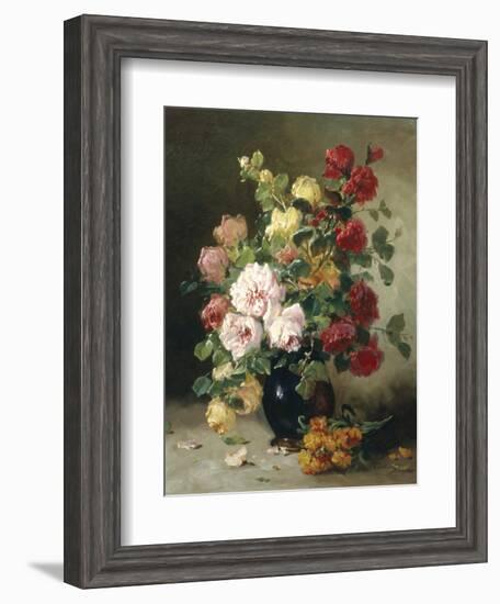 Still Life of Roses and Wallflowers-Eugene Henri Cauchois-Framed Giclee Print