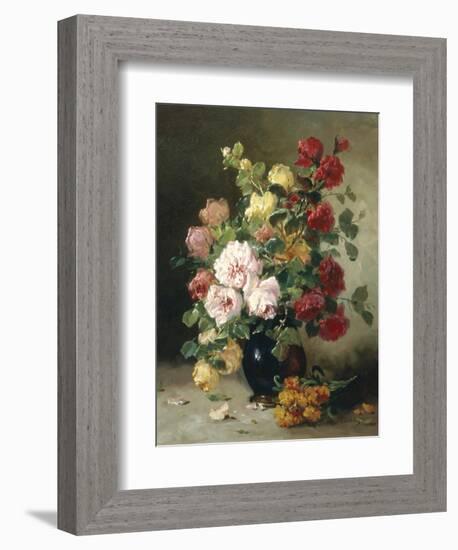 Still Life of Roses and Wallflowers-Eugene Henri Cauchois-Framed Giclee Print