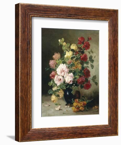 Still Life of Roses and Wallflowers-Eugene Henri Cauchois-Framed Giclee Print