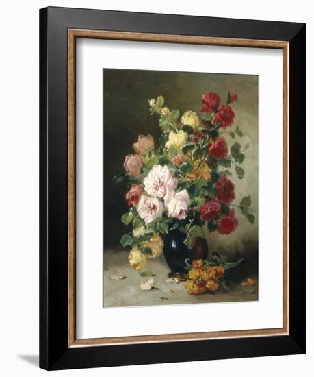 Still Life of Roses and Wallflowers-Eugene Henri Cauchois-Framed Giclee Print