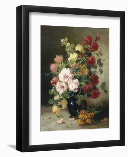 Still Life of Roses and Wallflowers-Eugene Henri Cauchois-Framed Giclee Print