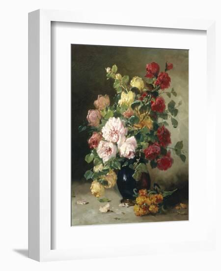 Still Life of Roses and Wallflowers-Eugene Henri Cauchois-Framed Giclee Print