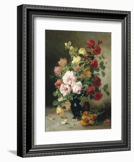 Still Life of Roses and Wallflowers-Eugene Henri Cauchois-Framed Giclee Print