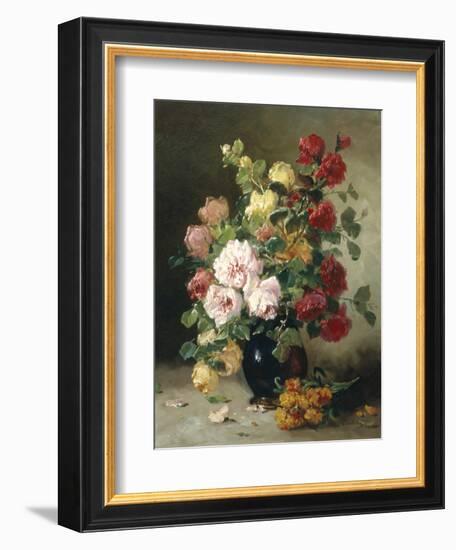 Still Life of Roses and Wallflowers-Eugene Henri Cauchois-Framed Giclee Print