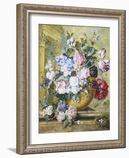 Still Life of Roses, Delphiniums and Tulips-Jacobus Linthorst-Framed Giclee Print