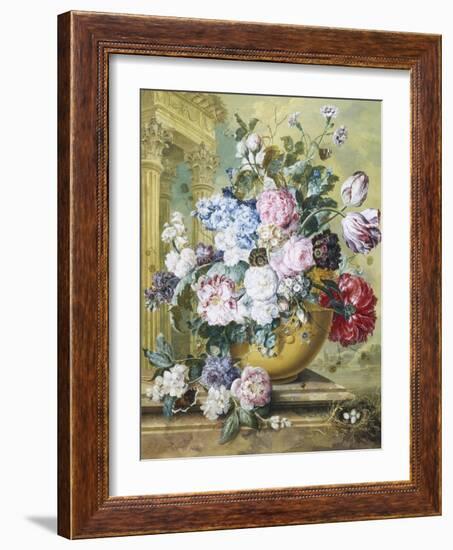 Still Life of Roses, Delphiniums and Tulips-Jacobus Linthorst-Framed Giclee Print