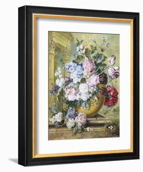 Still Life of Roses, Delphiniums and Tulips-Jacobus Linthorst-Framed Giclee Print