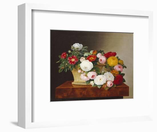 Still Life of Roses in a Basket on a Ledge-Johan Laurentz Jensen-Framed Premium Giclee Print