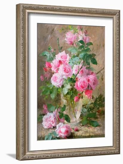 Still Life of Roses in a Glass Vase-Frans Mortelmans-Framed Giclee Print