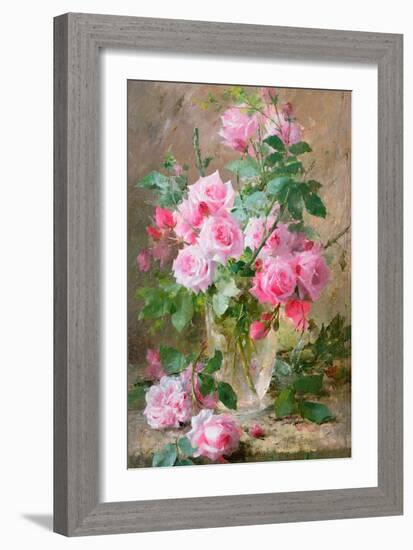 Still Life of Roses in a Glass Vase-Frans Mortelmans-Framed Giclee Print