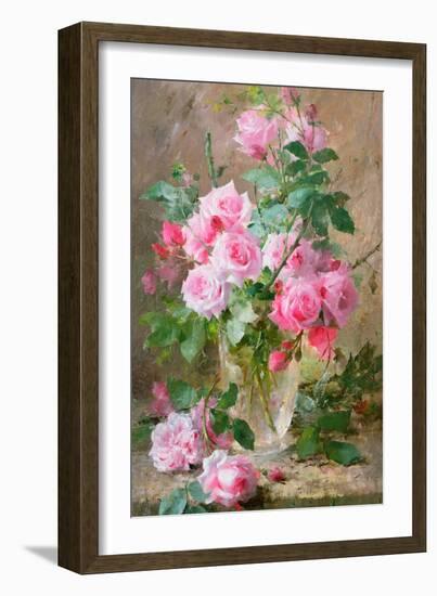 Still Life of Roses in a Glass Vase-Frans Mortelmans-Framed Giclee Print