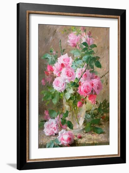 Still Life of Roses in a Glass Vase-Frans Mortelmans-Framed Giclee Print