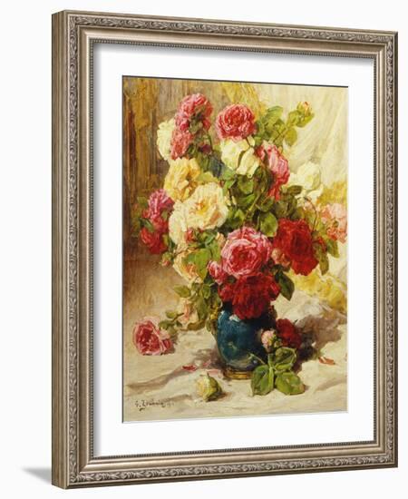 Still Life of Roses in a Vase-Georges Jeannin-Framed Giclee Print