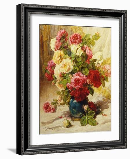 Still Life of Roses in a Vase-Georges Jeannin-Framed Giclee Print