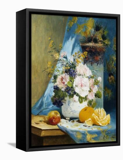 Still Life of Roses with an Orange-Eugene Henri Cauchois-Framed Premier Image Canvas