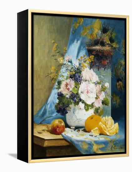 Still Life of Roses with an Orange-Eugene Henri Cauchois-Framed Premier Image Canvas