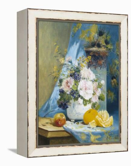 Still Life of Roses with an Orange-Eugene Henri Cauchois-Framed Premier Image Canvas