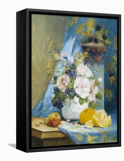 Still Life of Roses with an Orange-Eugene Henri Cauchois-Framed Premier Image Canvas