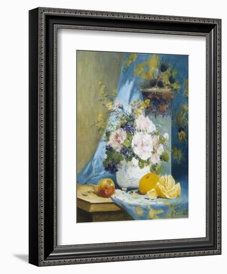 Still Life of Roses with an Orange-Eugene Henri Cauchois-Framed Giclee Print