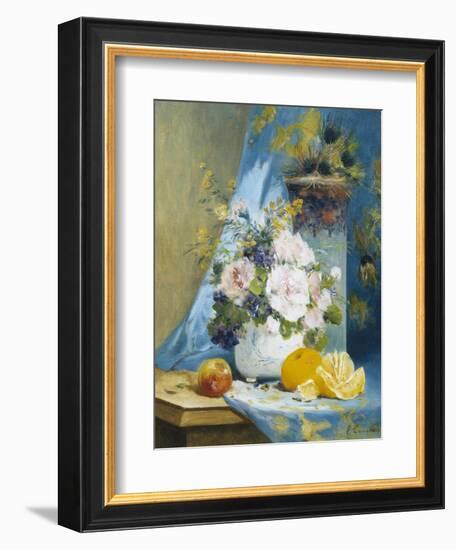 Still Life of Roses with an Orange-Eugene Henri Cauchois-Framed Giclee Print