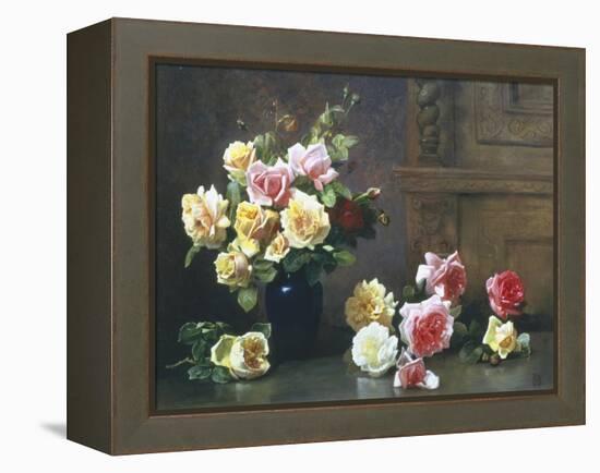 Still Life of Roses-Olaf August Hermansen-Framed Premier Image Canvas