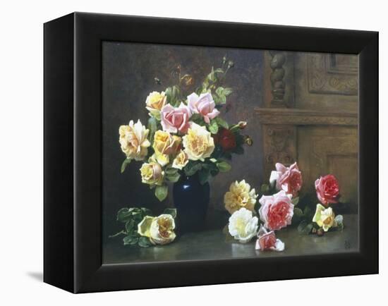 Still Life of Roses-Olaf August Hermansen-Framed Premier Image Canvas