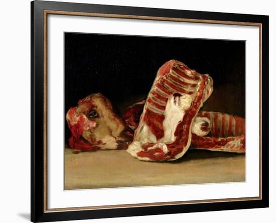 Still Life of Sheep's Ribs and Head - the Butcher's Conter-Francisco de Goya-Framed Giclee Print