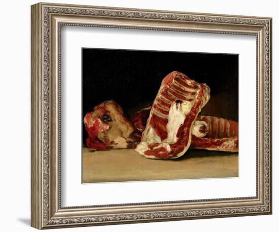 Still Life of Sheep's Ribs and Head - the Butcher's Conter-Francisco de Goya-Framed Giclee Print