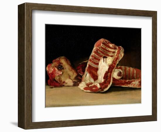 Still Life of Sheep's Ribs and Head - the Butcher's Conter-Francisco de Goya-Framed Giclee Print