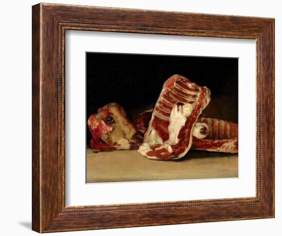 Still Life of Sheep's Ribs and Head - the Butcher's Conter-Francisco de Goya-Framed Giclee Print