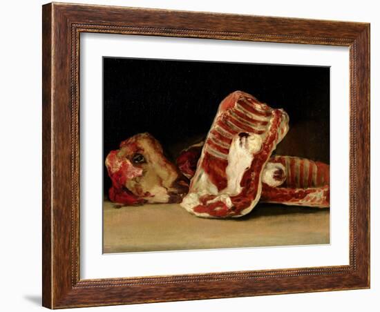 Still Life of Sheep's Ribs and Head - the Butcher's Conter-Francisco de Goya-Framed Giclee Print